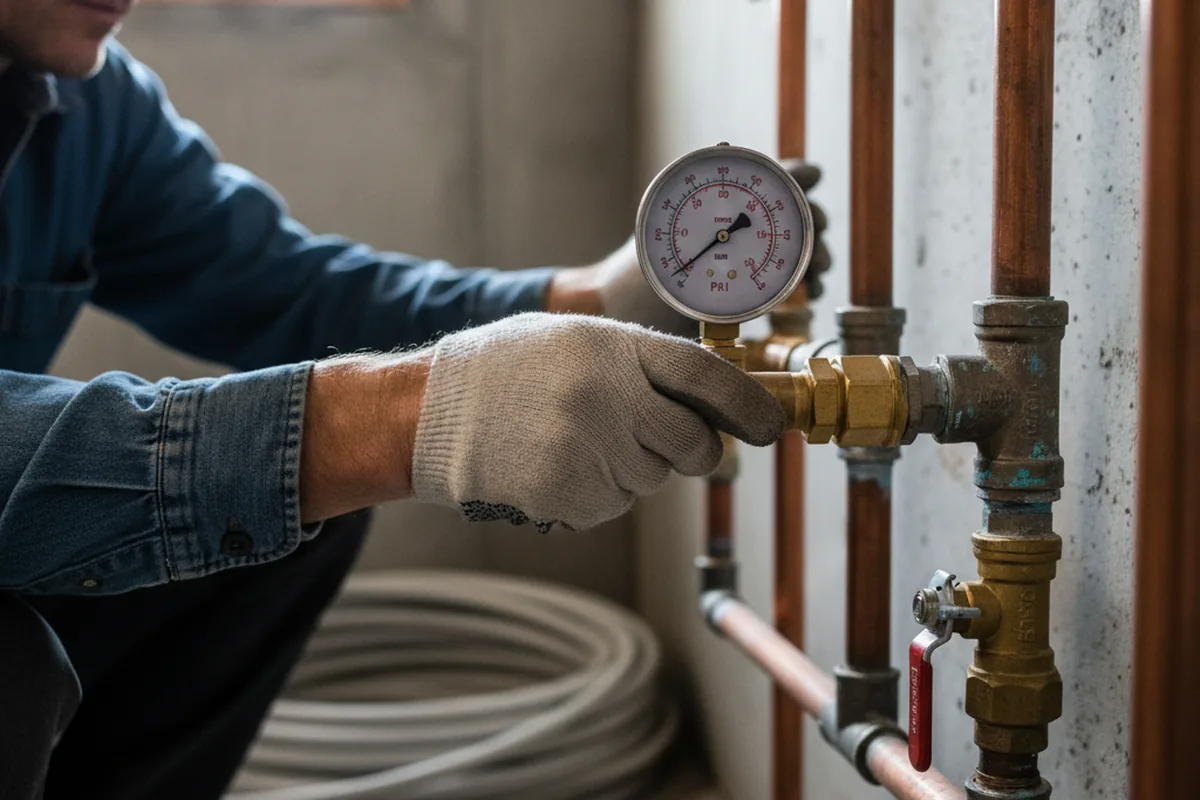 Pressure testing a repaired line during Water Line Repair in Pedricktown